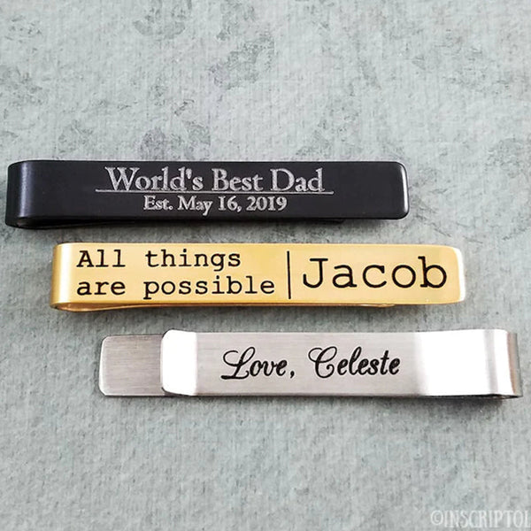 Tie Clip Personalized Tie Bar Necktie Clip Name Tie Clip Engraved Tie Clip Father's Day Gift for Dad Custom Tie Clip