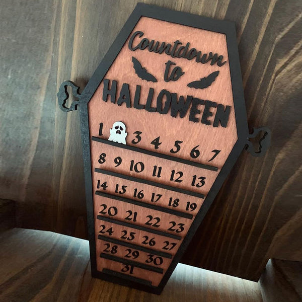 Halloween countdown calendar coffin ghost spooky gothic witchcraft lasercut stained wood home decor