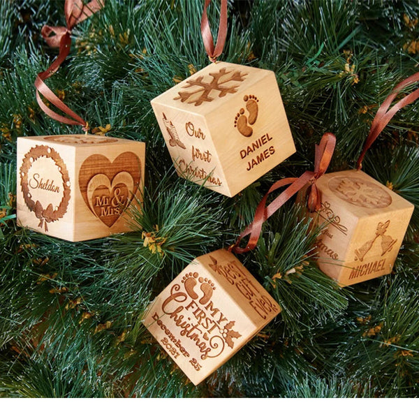 Personalized Wooden Christmas Tree Ornaments, Babys First Christmas Ornament