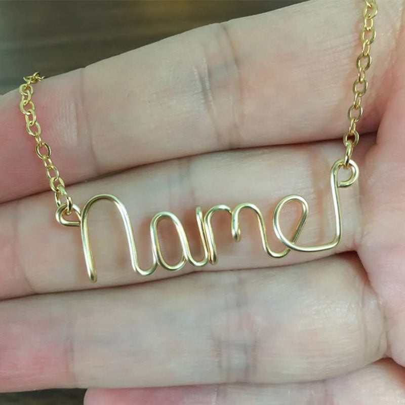 Name necklace, Personalized necklace, wire name necklace gift