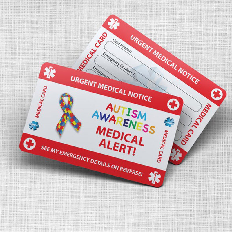 Autism Awareness Emergency Wallet Card - Medical Card - PVC Card Credit Card Size and same Material