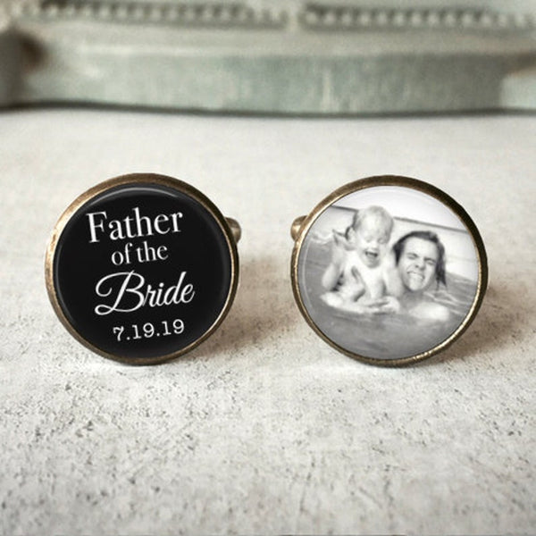 Father Of The Bride Cufflinks, Personalized Cufflinks, Wedding Cuff links, Custom Cufflinks, Photo Cufflinks