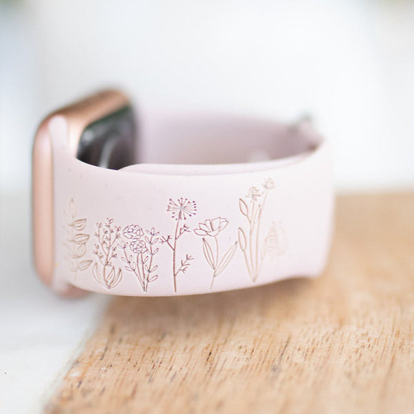 No Rain No Flowers Engraved Watch Band