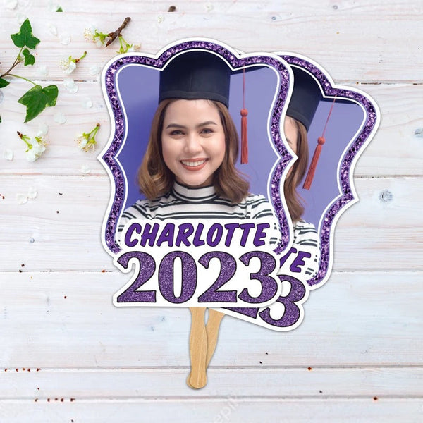 Custom Face Fans With Wooden Handle, Graduation Head, Graduation Face Fans, Class of 2024 Head Fans, Graduation Faces on a Stick