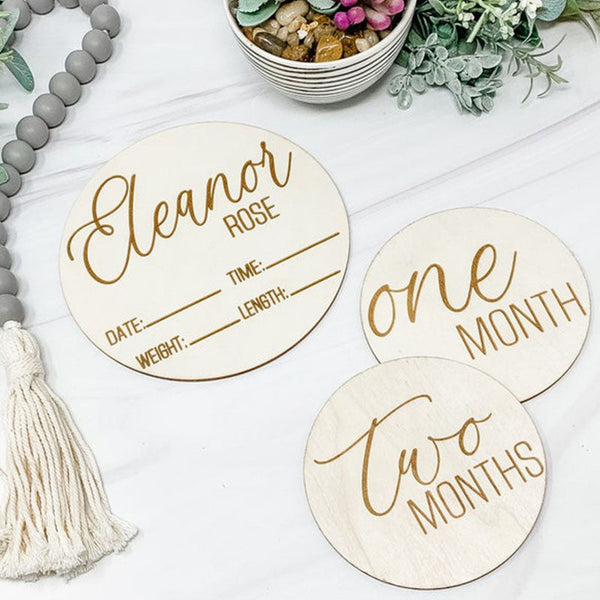 Round Wooden Monthly Milestone for Baby Photos