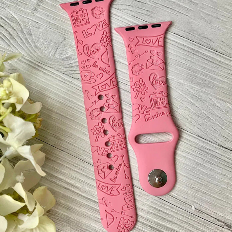 Valentines Day, love, be mine Watch Band, Laser Engraved