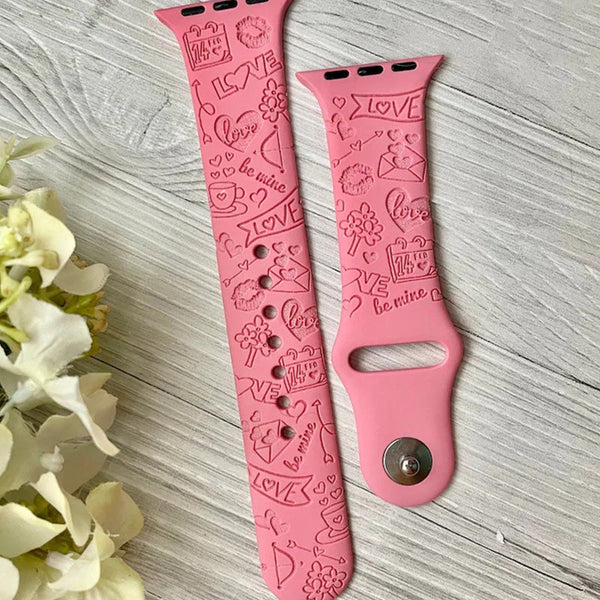 Valentines Day, love, be mine Watch Band, Laser Engraved