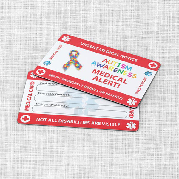 Autism Awareness Emergency Wallet Card - Medical Card - PVC Card Credit Card Size and same Material