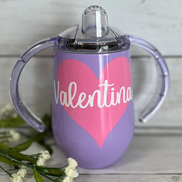 Heart Sippy Cup, Stainless Steel Toddler Cup, Training Cup, Personalized Sippy, Daycare, Preschool, Toddler Gift, Custom Love Cup