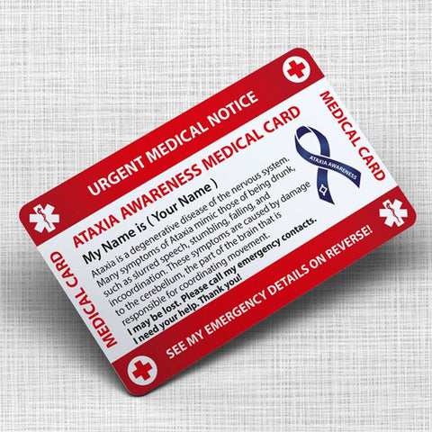 Ataxia Awareness Wallet Card Awareness ID Card with Breakaway Lanyard - Disability Awareness