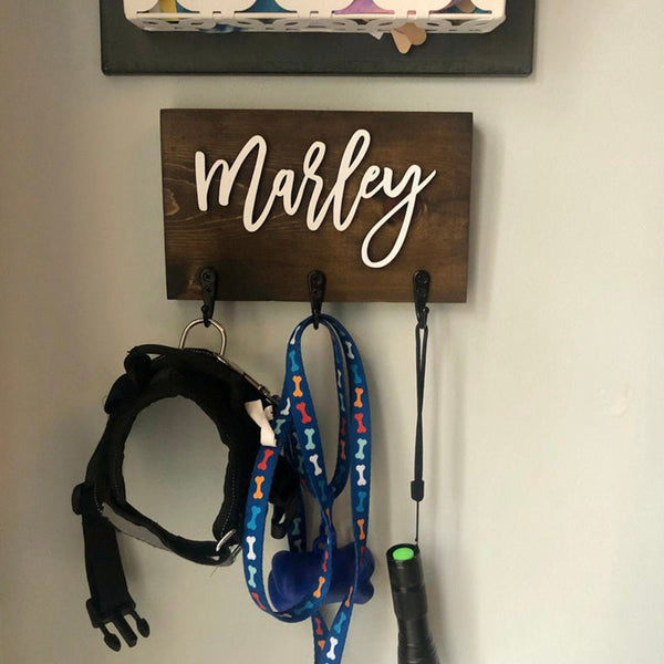 Personalized Dog Leash Holder for wall Custom Pet Leash Hanger / Dog Leash Hook / New Puppy Gift / Dog lover