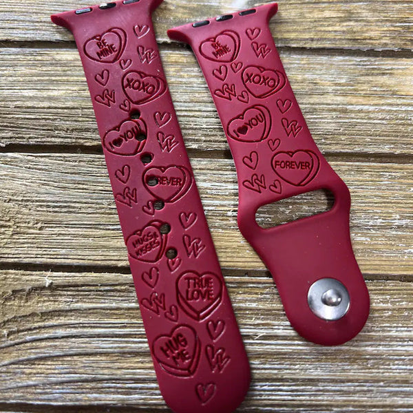 Valentine Hearts, Valentine??¡ê¡ès Day Silicone Watch Band Love Kisses Laser Engraved