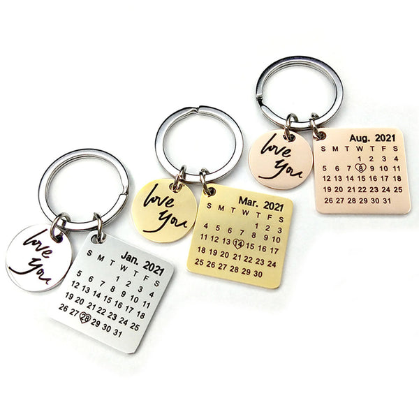 Personalized Calendar keychain,Custom Date Save Key Chain