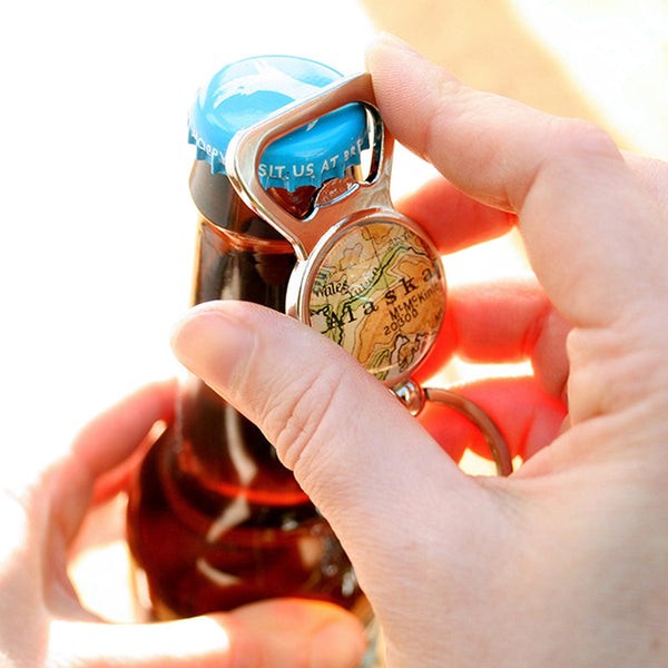 Bottle Opener with Keychain with Custom Map Destination