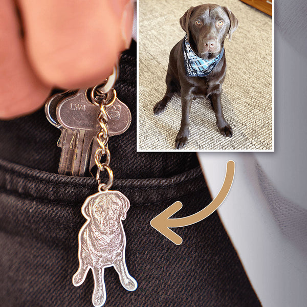 Personalized Pet Photo Engraved Keychain,Customized Memorial Gift