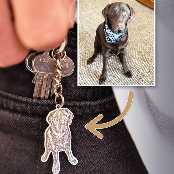 Engraved Pet Photo Personalized Keychain