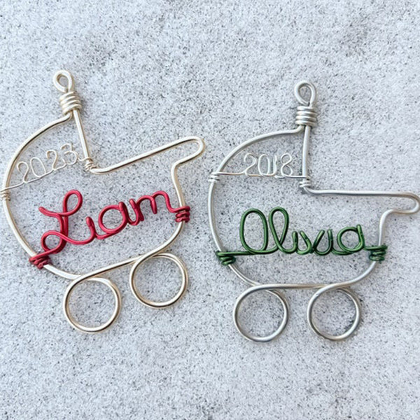 Baby's First Christmas Ornaments - New Baby Gifts, Handmade, Personalized Name and Date, Custom Gifts for New Moms, Baby Name Ornaments