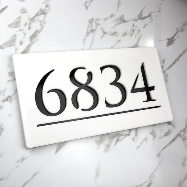 Laser Cut Matt White & Black Mirror Floating House Number Signs Door Address