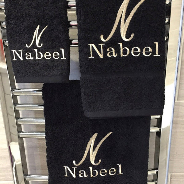 Simple Script Monogram Towels,  Embroidered Bath, Hand and Face Cloths, Personalized Face Cloths Hand and Bath towels