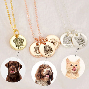 Personalized Pet Portrait Necklace Keychain Custom Dog Photo Necklace Keychain