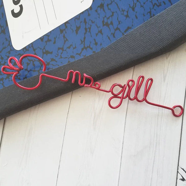 Teacher Name and Apple Wire Bookmark Page Marker Custom