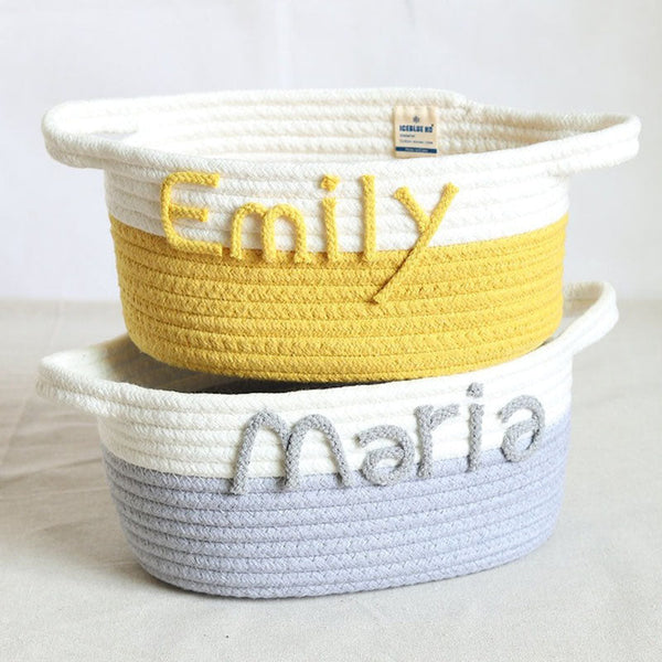 Cotton Woven Rope Personalized Baskets Customized Baby Shower Gift Package Boxes Baskets