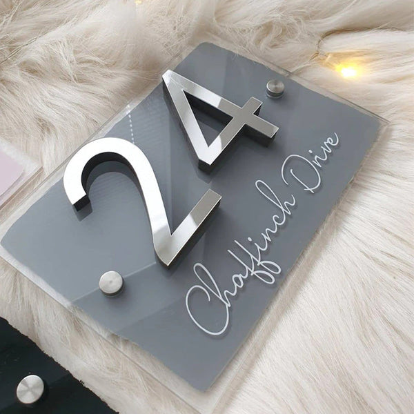 House Door Sign, Personalised House Sign, Acrylic House Sign, Mirrored House Signs