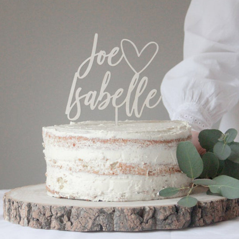 Wedding Cake Topper With Heart And First Names, Heart Topper, Love Heart Wedding Topper