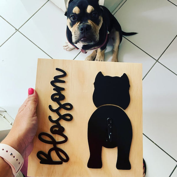 Custom Dog Leash Holder | Personalized Breed Dog Leash Holder | Dog Butt Leash Holder | Wooden Dog Leash Holder