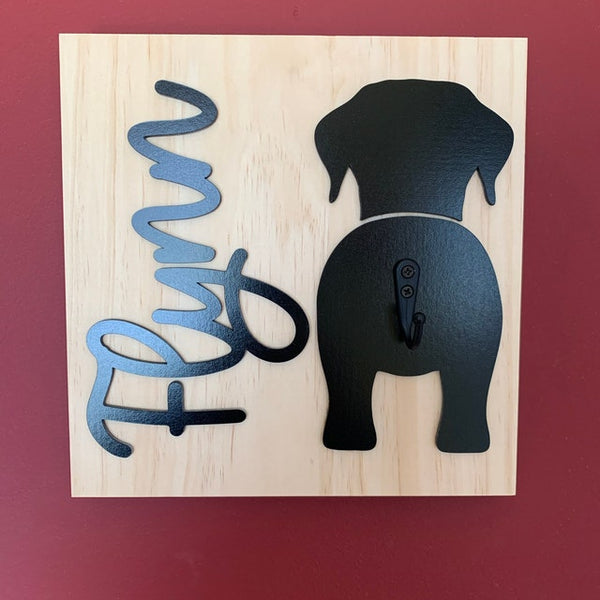 Custom Dog Leash Holder | Personalized Breed Dog Leash Holder | Dog Butt Leash Holder | Wooden Dog Leash Holder