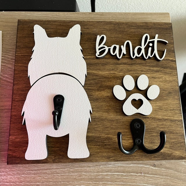 Custom Leash Holder, Personalized Leash holder, 3D Dog Butt Leash Holder, Dog Paw Print Leash Holder, Housewarming Gift