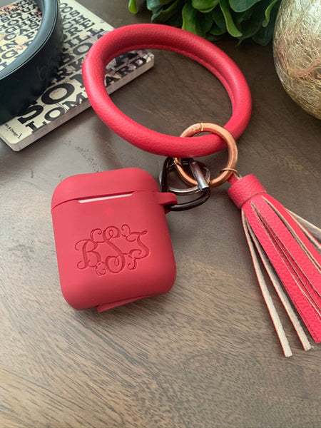 Monogram AirPod Case Keychain,  Name Airpods Pouch,