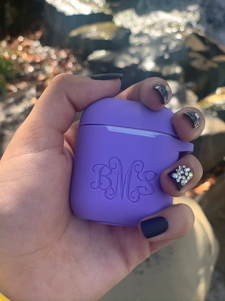 Monogram AirPod Case Keychain,  Name Airpods Pouch,