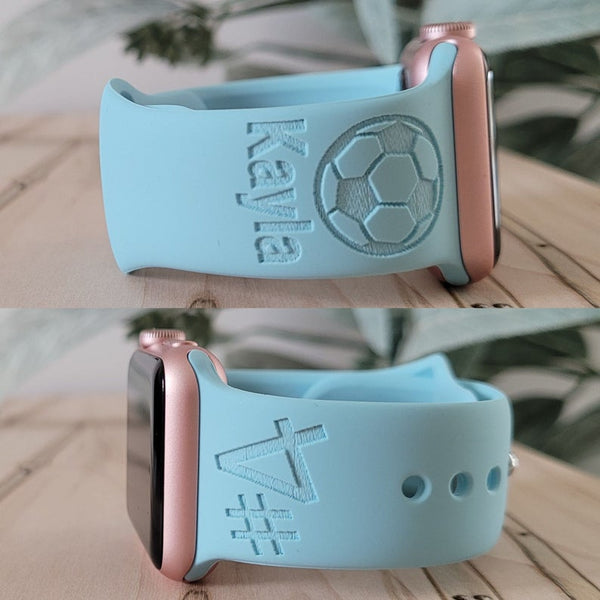 Engraved Silicone Watch Band SOCCER BALL,Apple  Watch Band