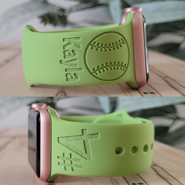 Engraved Watch Band BASEBALL SOFTBALL, Apple Watch Band