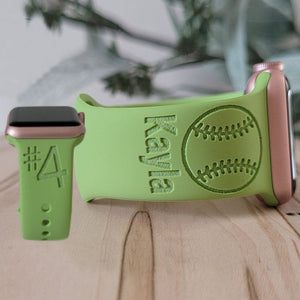 Engraved Watch Band BASEBALL SOFTBALL, Apple Watch Band