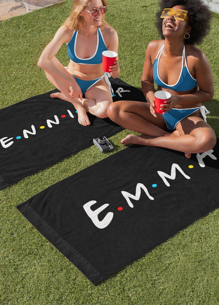 Personalized Friends Beach Towel, Your Name Towel, Custom Name Pool Cabana Towels