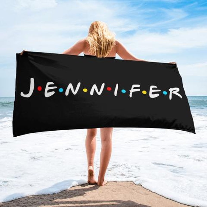 Personalized Friends Beach Towel, Your Name Towel, Custom Name Pool Cabana Towels