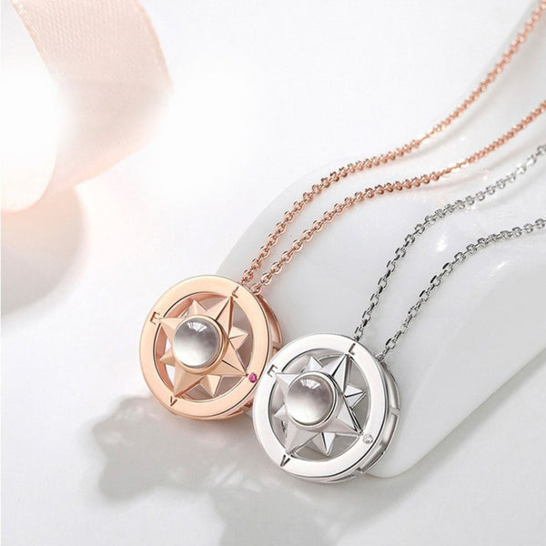 Personalized Projection Photo Necklace | Lucky Star Compass kette Projection Pendant