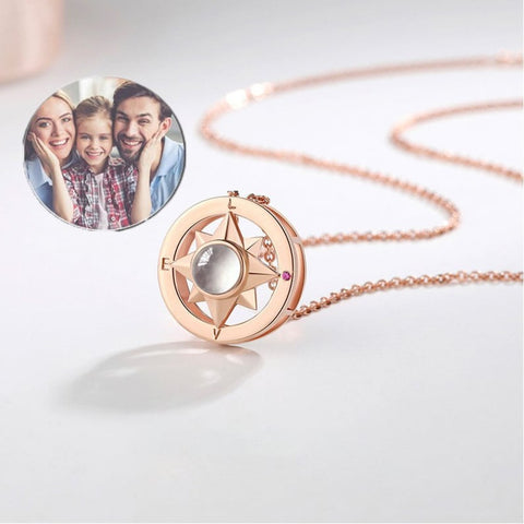 Personalized Projection Photo Necklace | Lucky Star Compass kette Projection Pendant